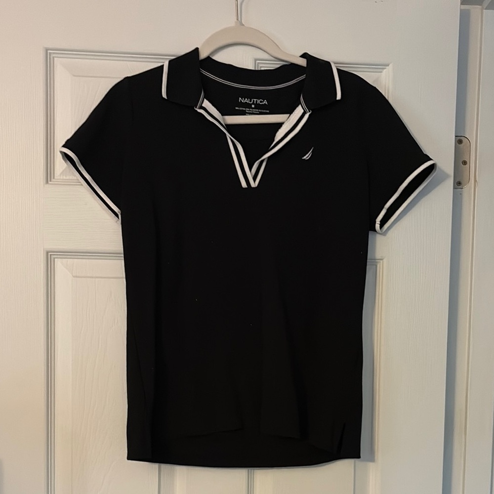 Nautica Black Short Sleeve Polo Shirt
